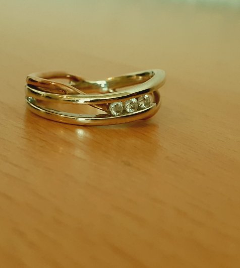 Gold 375 Ring bicolor 3 Steine ca. 4,16g – Foto 2