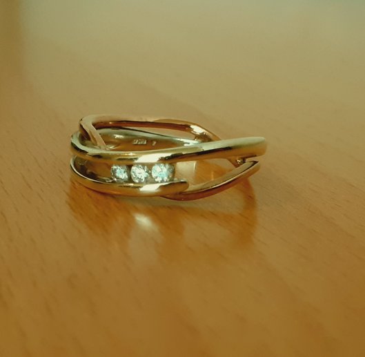 Gold 375 Ring bicolor 3 Steine ca. 4,16g – Foto 4