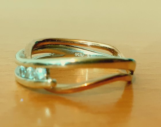 Gold 375 Ring bicolor 3 Steine ca. 4,16g – Foto 5