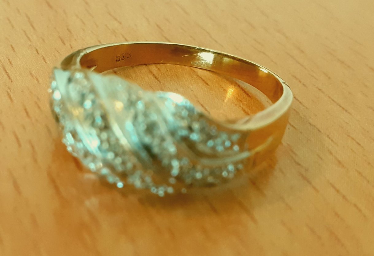 Gold 585 Ring Glitzer bicolor ca. 3,77g – Foto 4