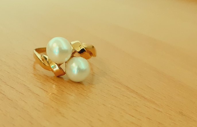 Gold 750 Ring 2 Perlen ca. 4,1g – Foto 3