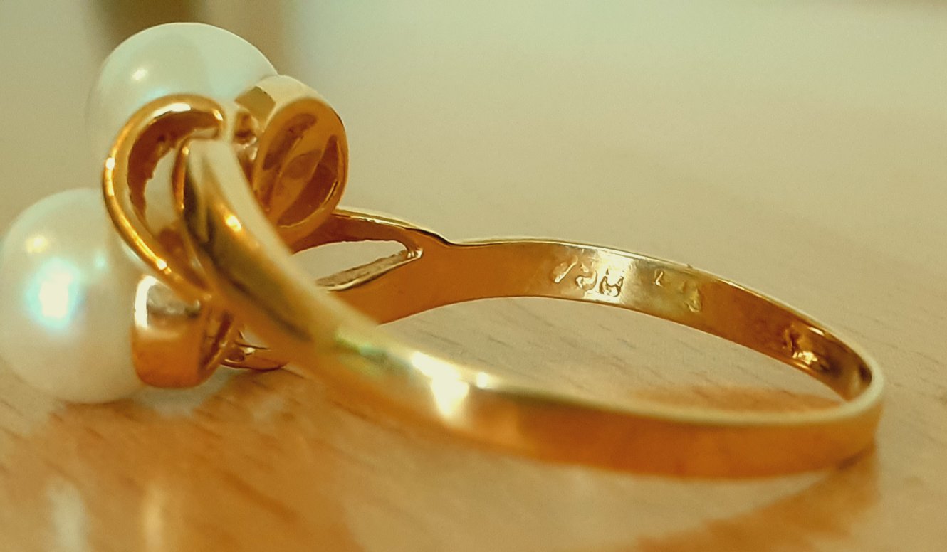 Gold 750 Ring 2 Perlen ca. 4,1g – Foto 4