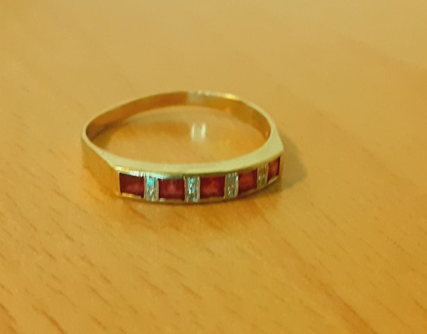 Gold 585 Ring Steine rot weiß ca. 2,4g – Foto 2