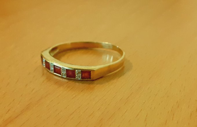Gold 585 Ring Steine rot weiß ca. 2,4g – Foto 3