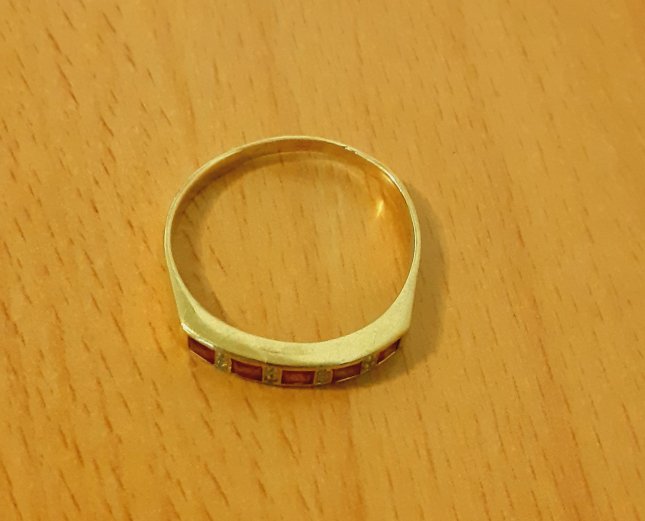 Gold 585 Ring Steine rot weiß ca. 2,4g – Foto 4