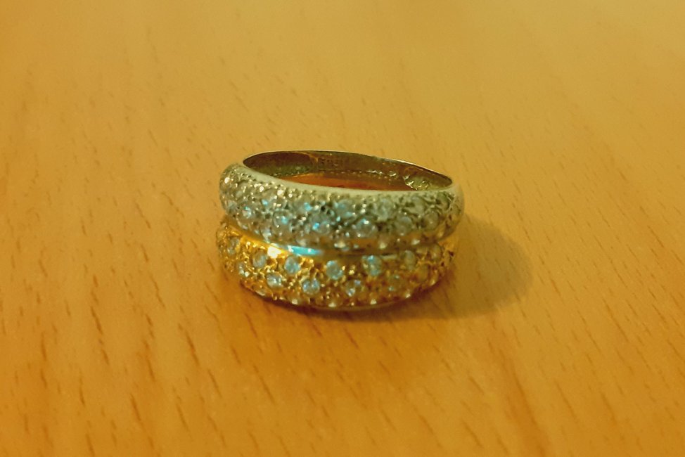Gold 585 Ring bicolor Glitzer ca. 3,87g – Foto 5
