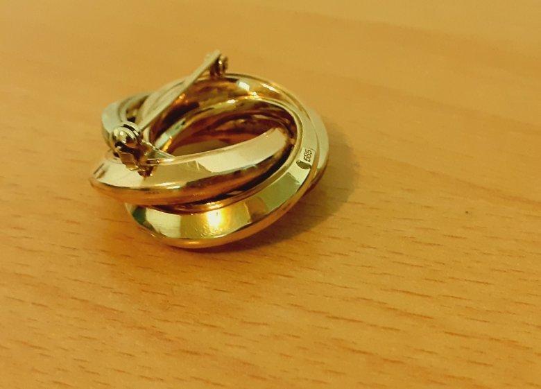 Gold 585 Brosche tricolor ca. 11,22g – Foto 2