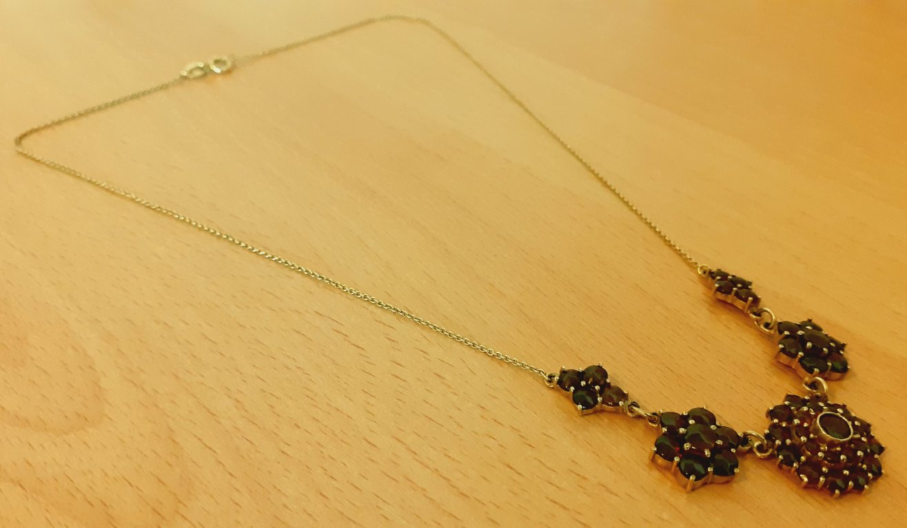 Gold 333 Collier rote Steine ca. 7,38g – Foto 2