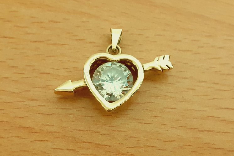 Gold 585 Anhänger Herz Stein weiß ca. 4,97g