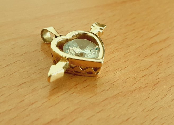 Gold 585 Anhänger Herz Stein weiß ca. 4,97g – Foto 2