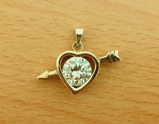 Gold 585 Anhänger Herz Stein weiß ca. 4,97g – Foto 4
