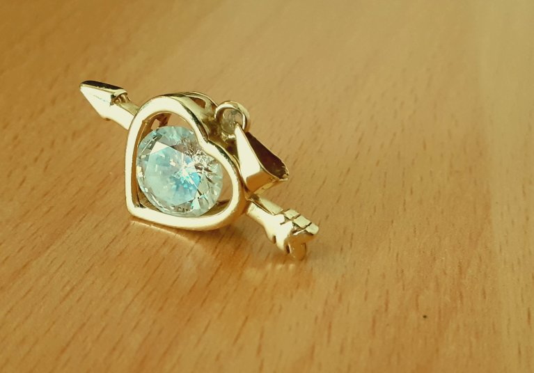 Gold 585 Anhänger Herz Stein weiß ca. 4,97g – Foto 6