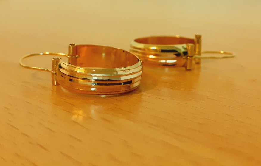 Gold 585 Creolen Riffel ca. 2,39g – Foto 2