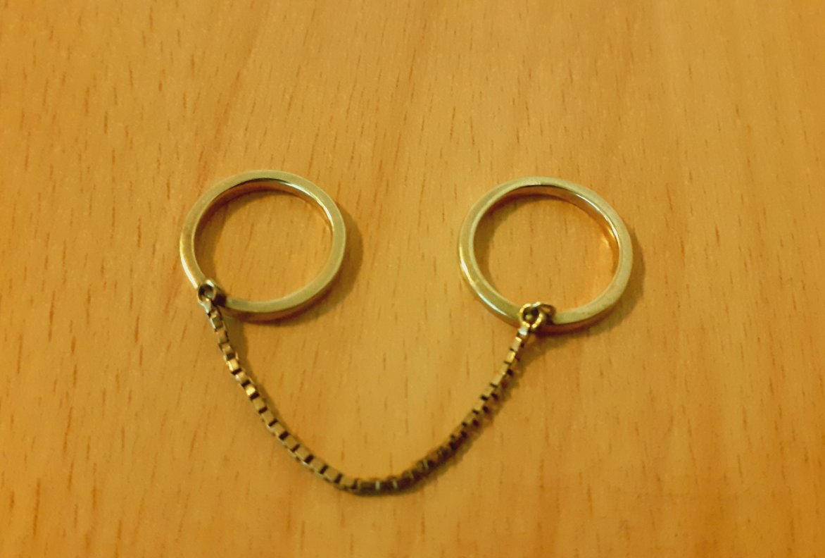 Gold 333 Ring doppel m Kette ca. 3,13g