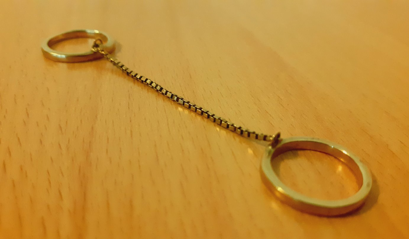 Gold 333 Ring doppel m Kette ca. 3,13g – Foto 2