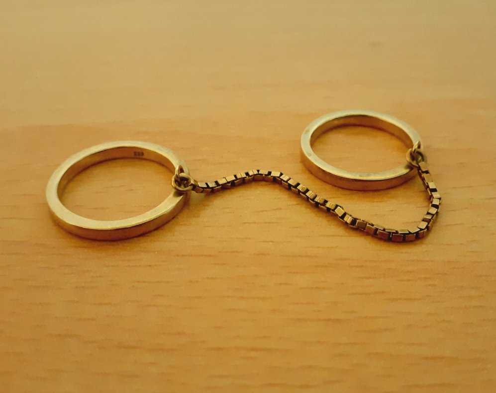 Gold 333 Ring doppel m Kette ca. 3,13g – Foto 4