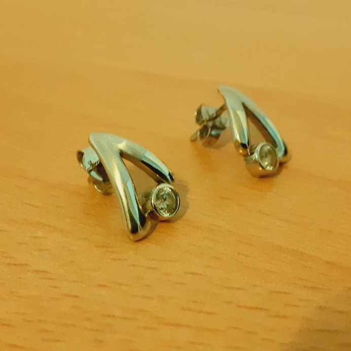 Gold 585 Ohrstecker WG Stein weiß ca. 2,6g – Foto 4