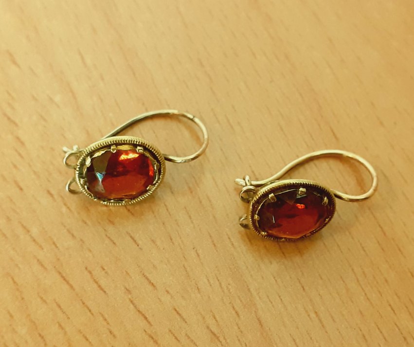 Gold 585 Brisuren Steine rot ca. 2,44g – Foto 3