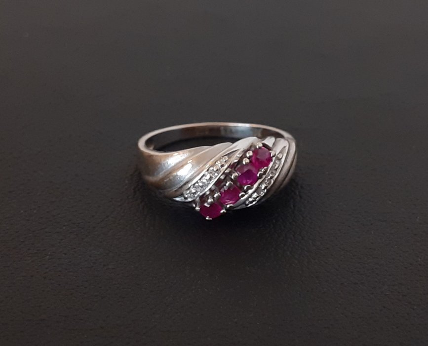 Gold 585 Ring WG Steine rot ca. 3,46g – Foto 2