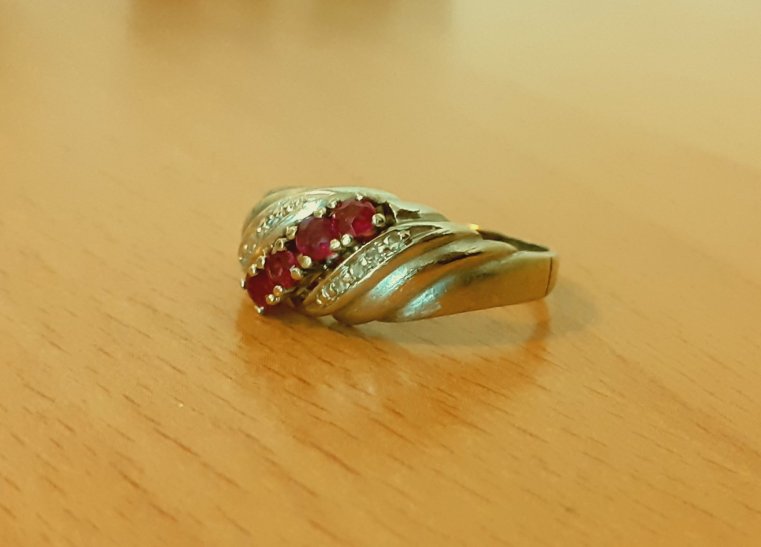 Gold 585 Ring WG Steine rot ca. 3,46g – Foto 4