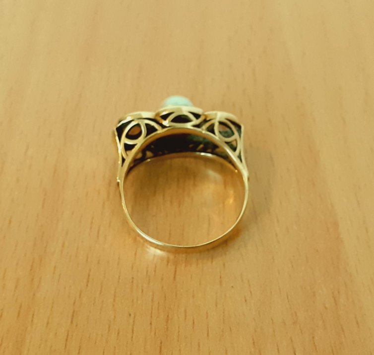 Gold 585 Ring 1 Perle 2 Steine ca. 4,03g – Foto 3