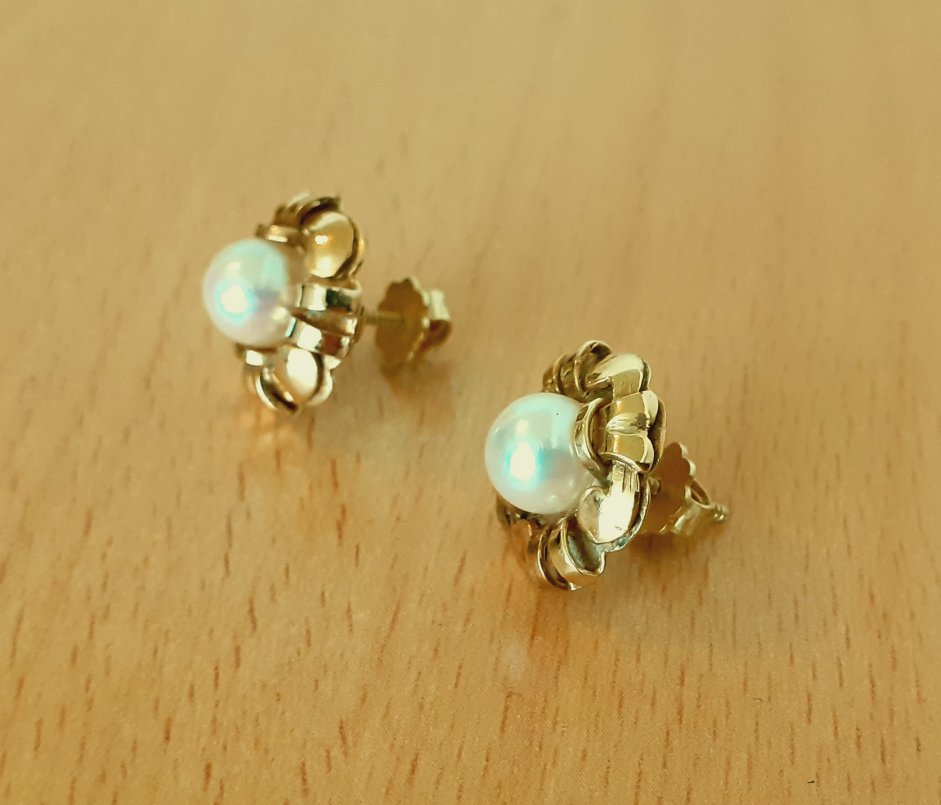 Gold 585 Ohrstecker Perle ca. 5,76g – Foto 2