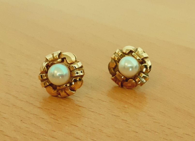 Gold 585 Ohrstecker Perle ca. 5,76g – Foto 3
