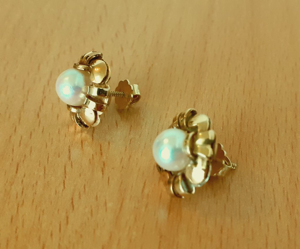Gold 585 Ohrstecker Perle ca. 5,76g – Foto 4