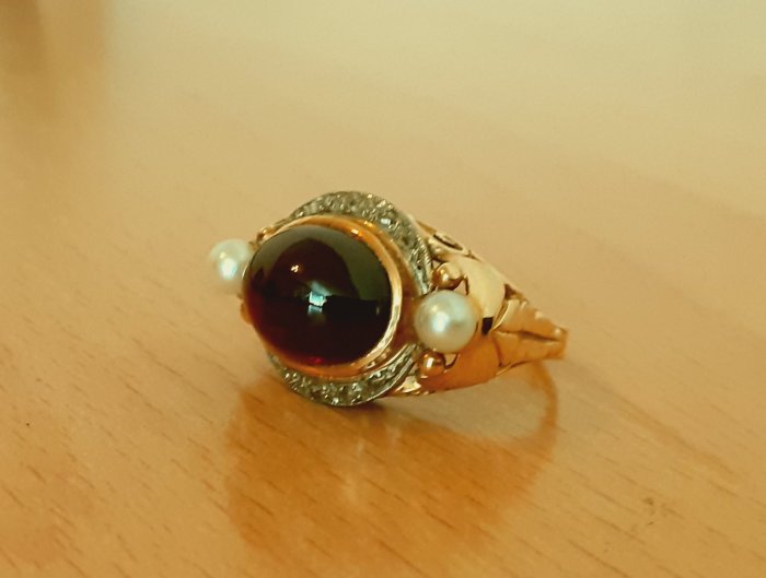 Gold 585 Ring Steine und Perlen ca. 7,63g