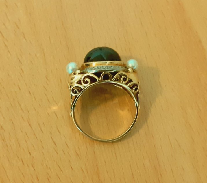 Gold 585 Ring Steine und Perlen ca. 7,63g – Foto 2