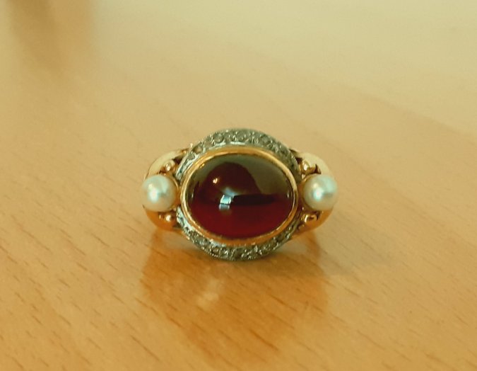 Gold 585 Ring Steine und Perlen ca. 7,63g – Foto 3