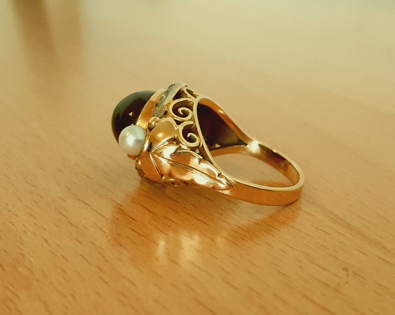 Gold 585 Ring Steine und Perlen ca. 7,63g – Foto 4
