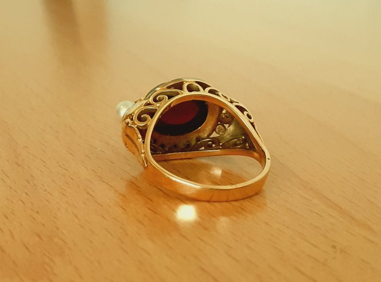 Gold 585 Ring Steine und Perlen ca. 7,63g – Foto 5