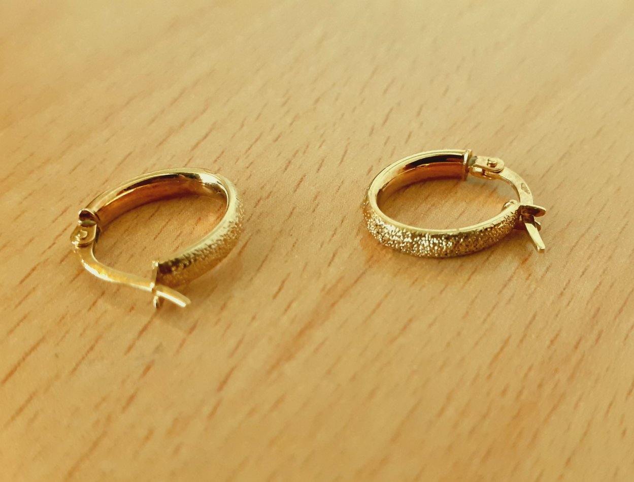 Gold 585 Creolen Paar ca. 0,89g – Foto 3